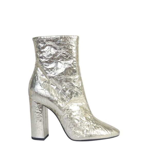 NWT Saint Laurent Lou crinkle foil leather bootie size 37/ 7 US - Picture 2 of 16
